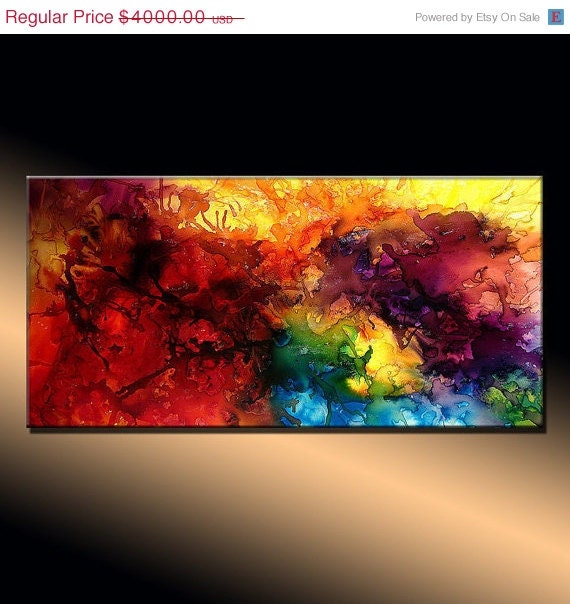 Abstract Painting,  Original Abstract painting, Contemporary Modern Fine Art, Colorful Canvas Art, by Henry Parsinia Large 48x24