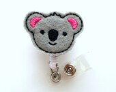 Baby Koala - Retractable ID Badge Reel - Name Badge Holder - Pediatric Badge Reel - Nurse Badge Holder - Nursing Badge - Felt Badge