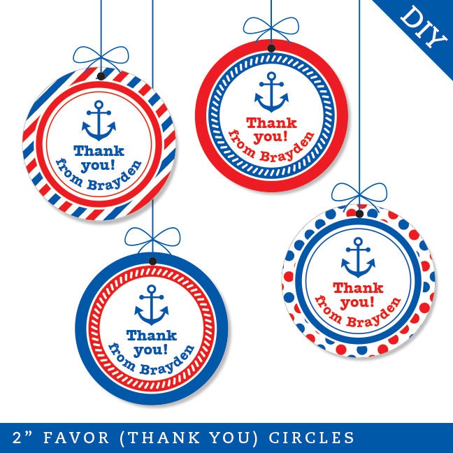 Nautical party - Personalized DIY printable favor circles