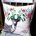 Pillow Cover Cotton and Burlap Pillow Floral Antler Woodland Deer