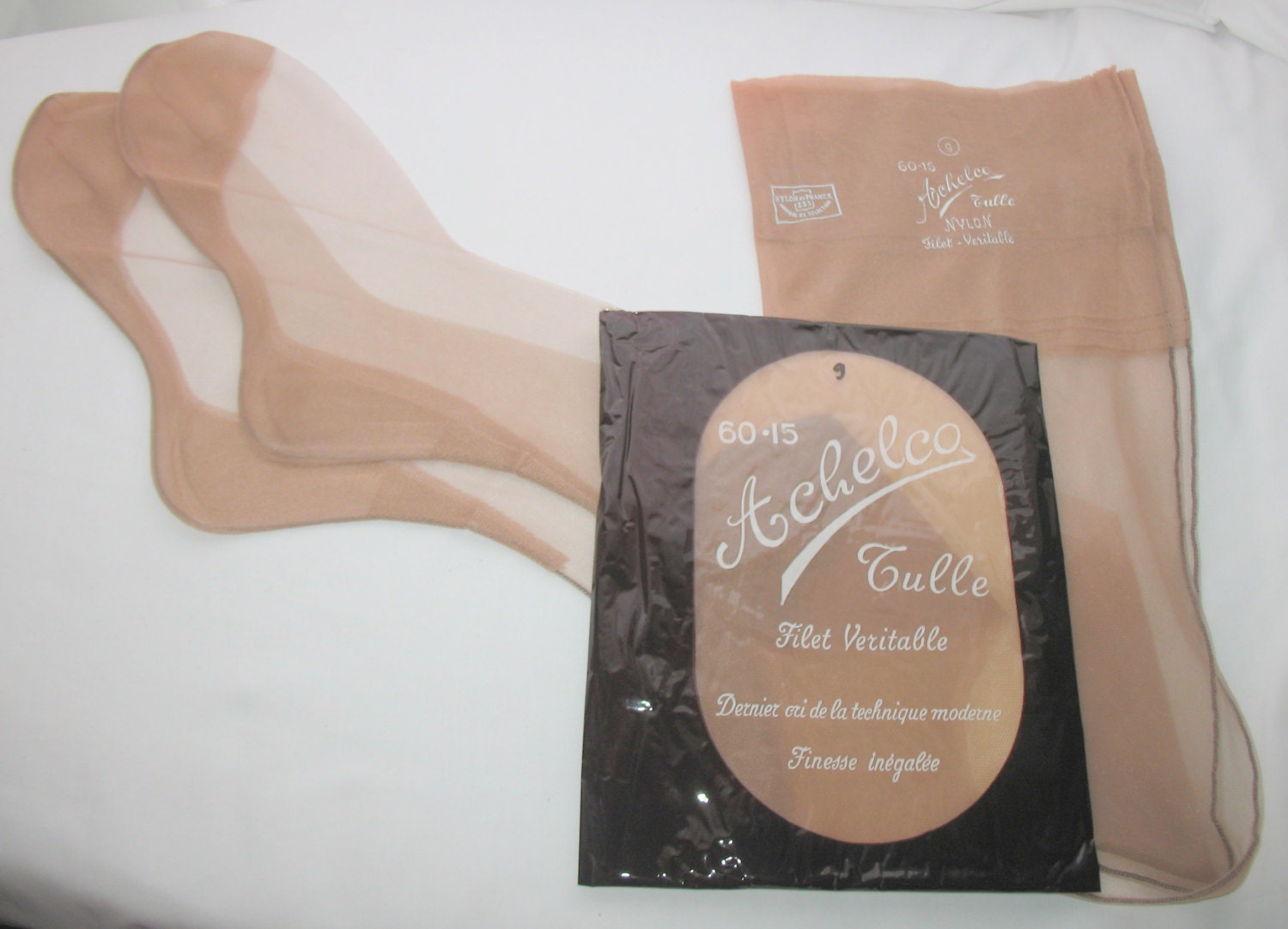 Vintage 1940s Seamed Stockings FF Black Seam Point Heel Size 9 Length 31 NOS Nip