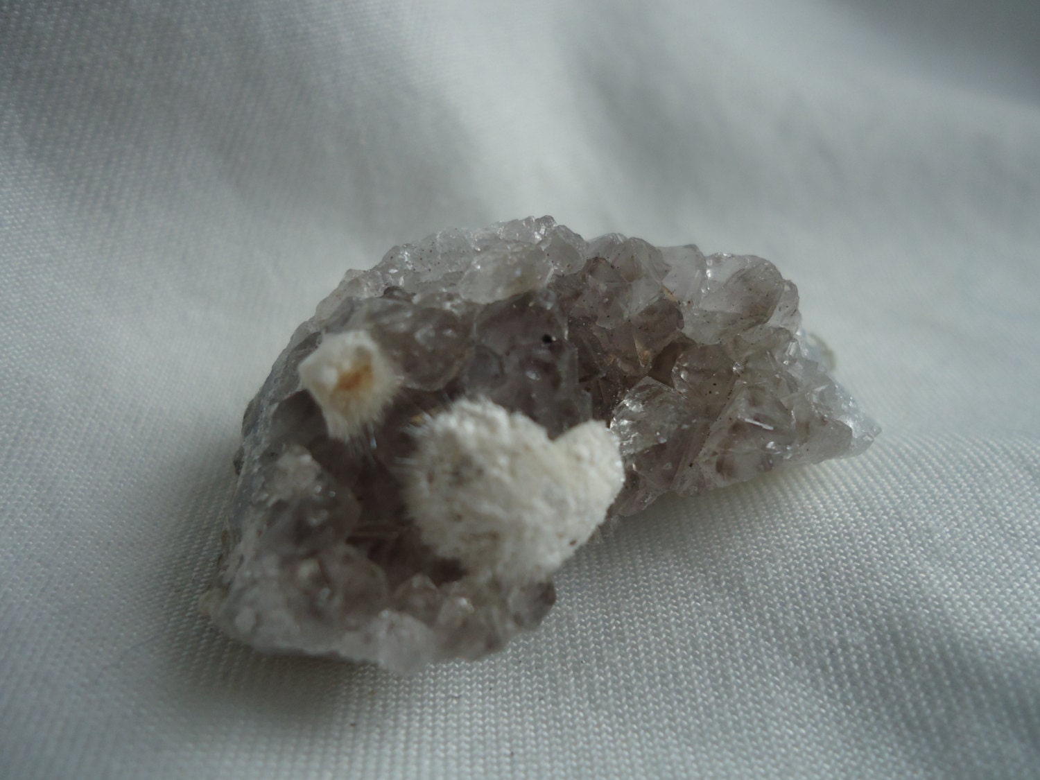 Mordenite on Amethyst Cluster