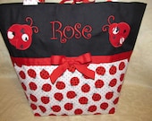 Custom Handmade Lady Bugs Lady Bugs  fabric diaper bag Lady bug applique design you choose name