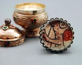 Branching - OOAK, brooch, pin, wearable art, monoprint, unique, free shipping, drawing, art work, miniature painting, jewelry