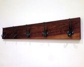 Handmade Walnut Coat Rack. Coat Hanger. Scarf Rack. 5 Hooks. Modern. Rustic. Ready to ship.