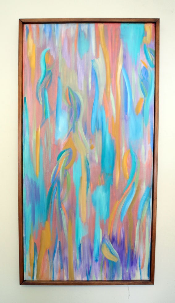 Abstract Expressionist Art, Original Painting, Abstract Birds, Oil Painting Framed, Pastel Colors