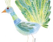 Peacock Bird Watercolor Print