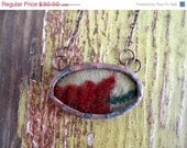 SALE Victorian Fabric Necklace, Fabric Thistle Necklace, Antique Fabric Necklace