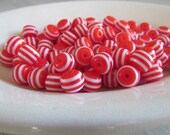 Red and White Nautical Striped 10mm acrylic beads