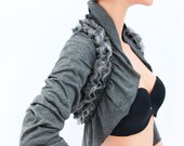 Grey Ruffles Shrug Borero Bridal Jacket wedding bolero shrug RS3-GY