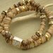 Bracelet Set  Elastic Stacking Gold Lampwork Beads Coconut Pave Crystal