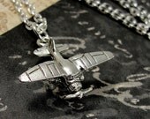 Sea Plane Necklace, Silver Seaplane Charm on a Silver Cable Chain