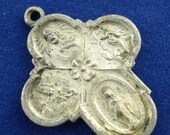 On Sale 25% Off Vintage 4 Way Catholic Medal  - Catholic Saint Cross Charm - MM71