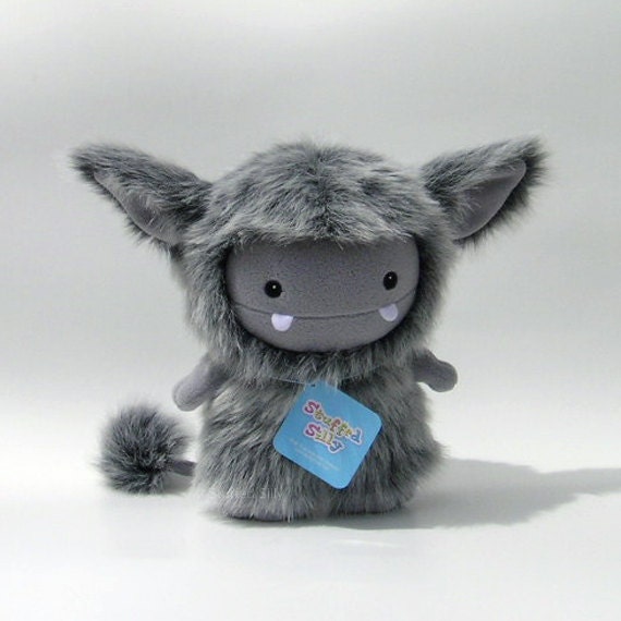 Frost Monster Plush Toy by Stuffed Silly, Cute Grey Yeti Inspired Doll, Unique Soft Art Collectible
