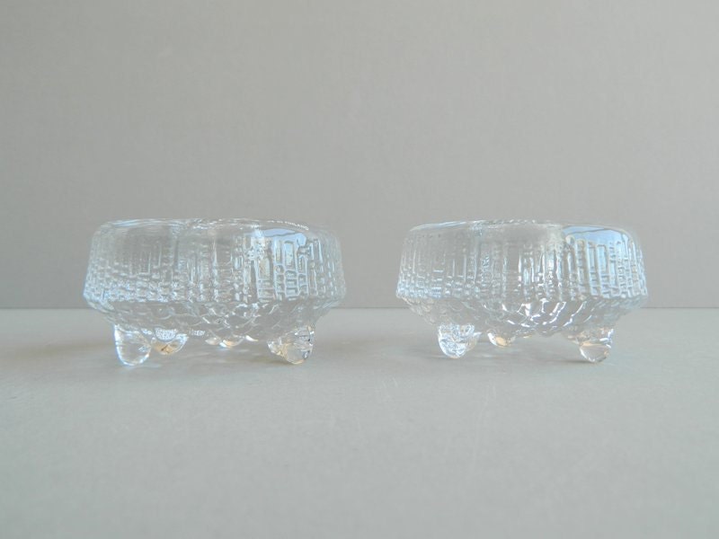 Pair of Finnish Glass Candle Holders Iittala Tapio Wirkkala Ultima Thule