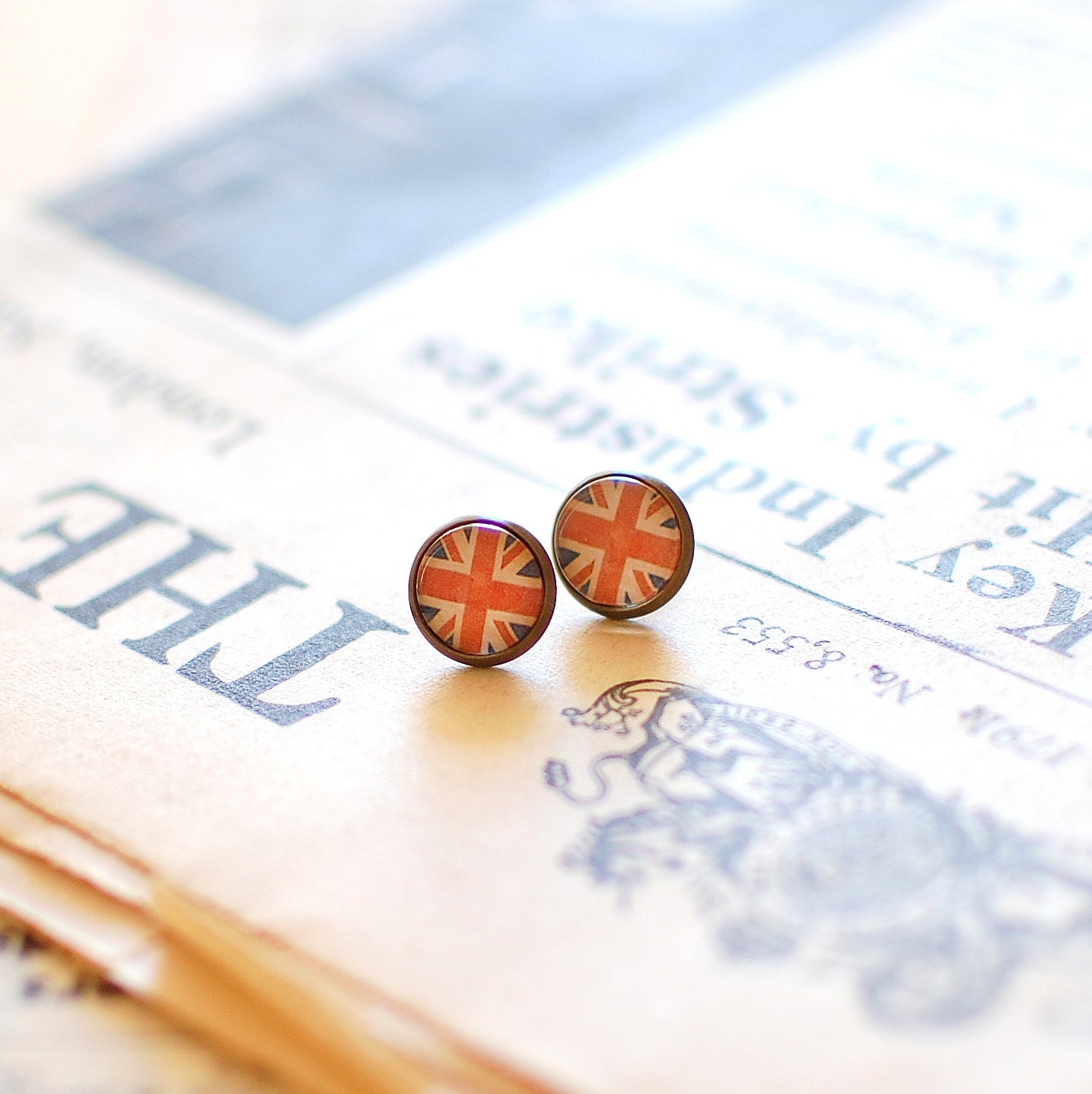 Union Jack Earrings. British Flag Earrings. UK Flag Small Dangle Earrings.