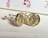 vintage heart cufflinks - silver cufflinks with gift box by Tomato-Made
