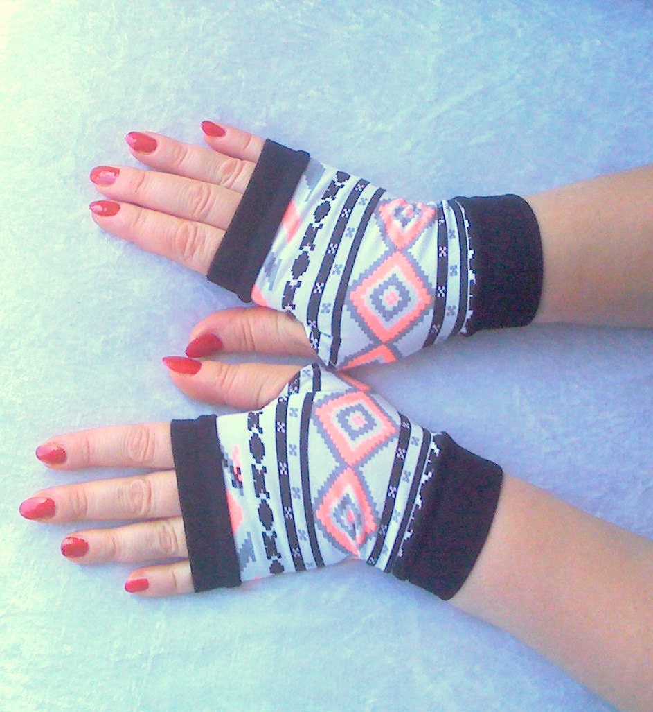 Fingerless   gloves short  with pattern sun protection  discount system