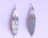 Textured 'Gum Leaf' sterling silver earings.  FREE SHIPPING WORLDWIDE