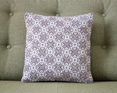 Luxury Fairisle Hearts Throw Pillow in Brown and Cream British Wool and Velvet with Duck Feather Inner Sleeve