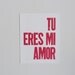Valentine's Day Spanish Poster, Love Theme, Hot Pink Letterpress Print, Tu Eres Mi Amor 8x10 Spanish Wall Decor