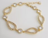 Wedding Bracelet Wedding Jewelry Bridal Bracelet Teardrop Cubic Zirconia Gold Bracelet