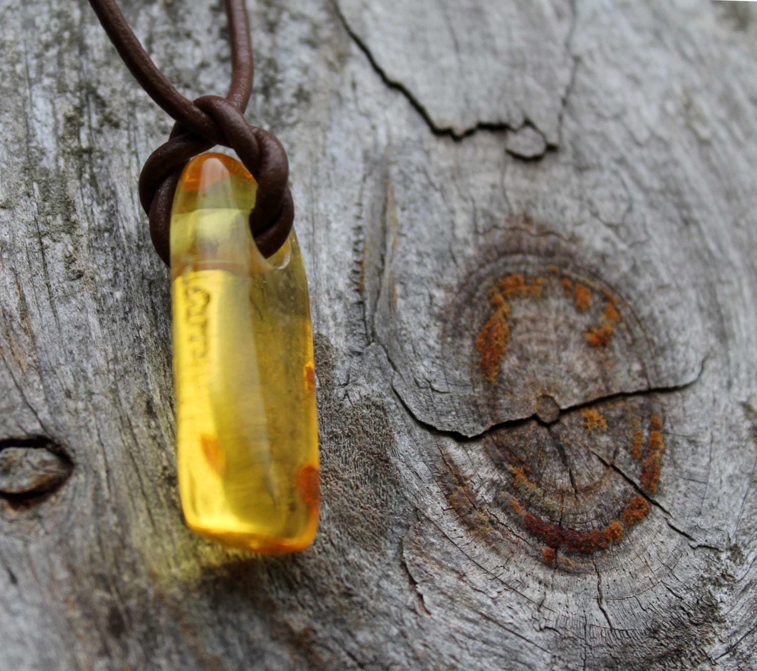 Honey Baltic  Amber Pendant , Natural Yellow Sunny Cubical Amber Charm, Fresh Honey, Unisex Necklace