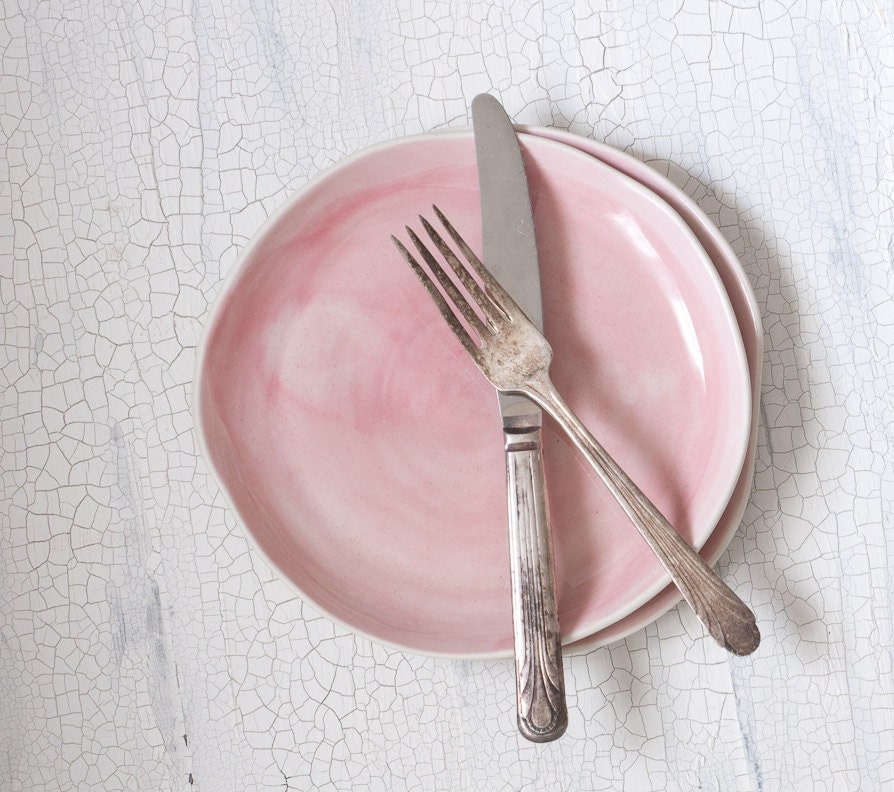 Salad Plates Set of Two in Pale Pink