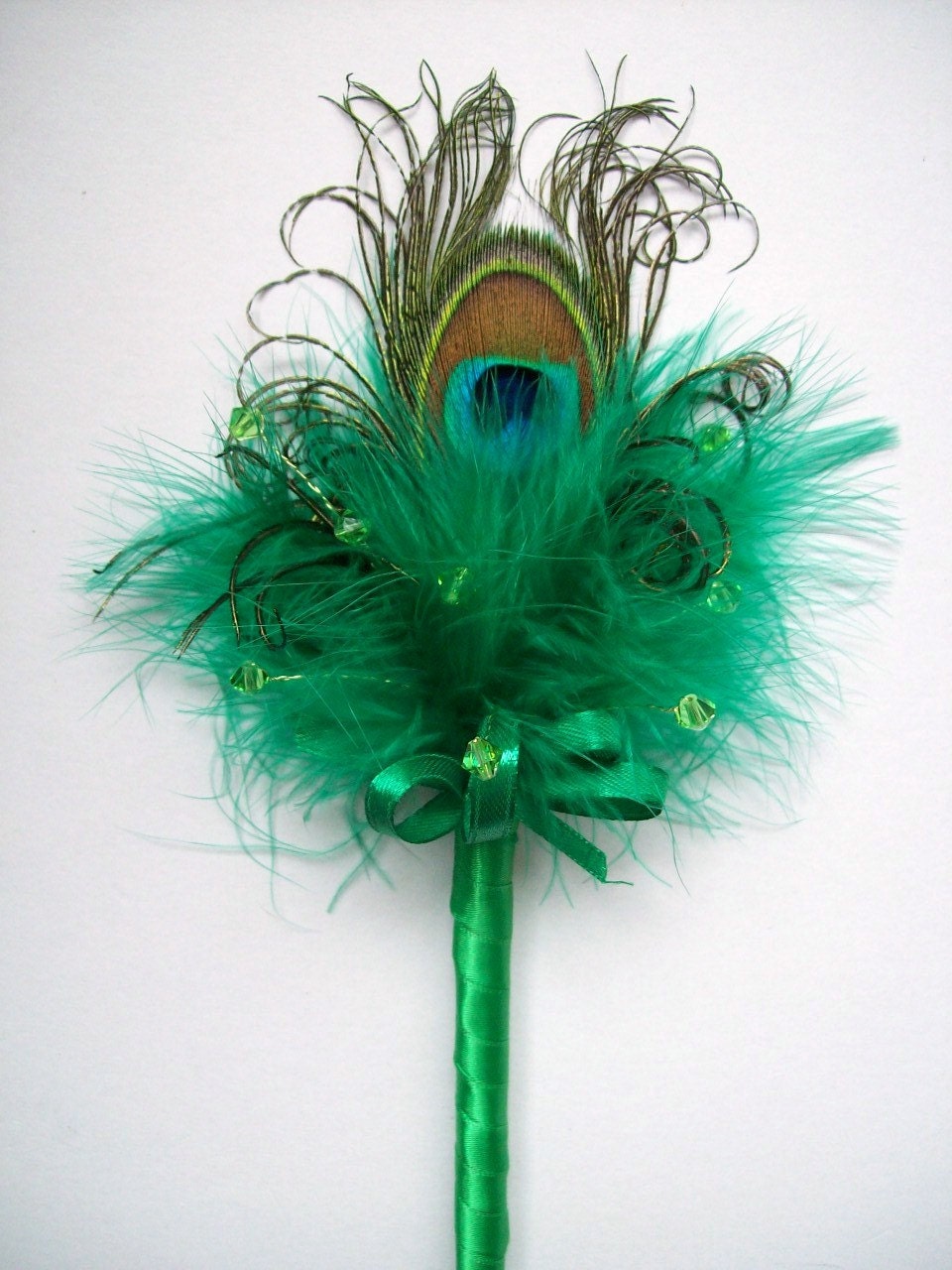 Peacock Feather Fairy Wand  - Many Colours for a Flower Girl Wedding Costume - Custom Made to Order