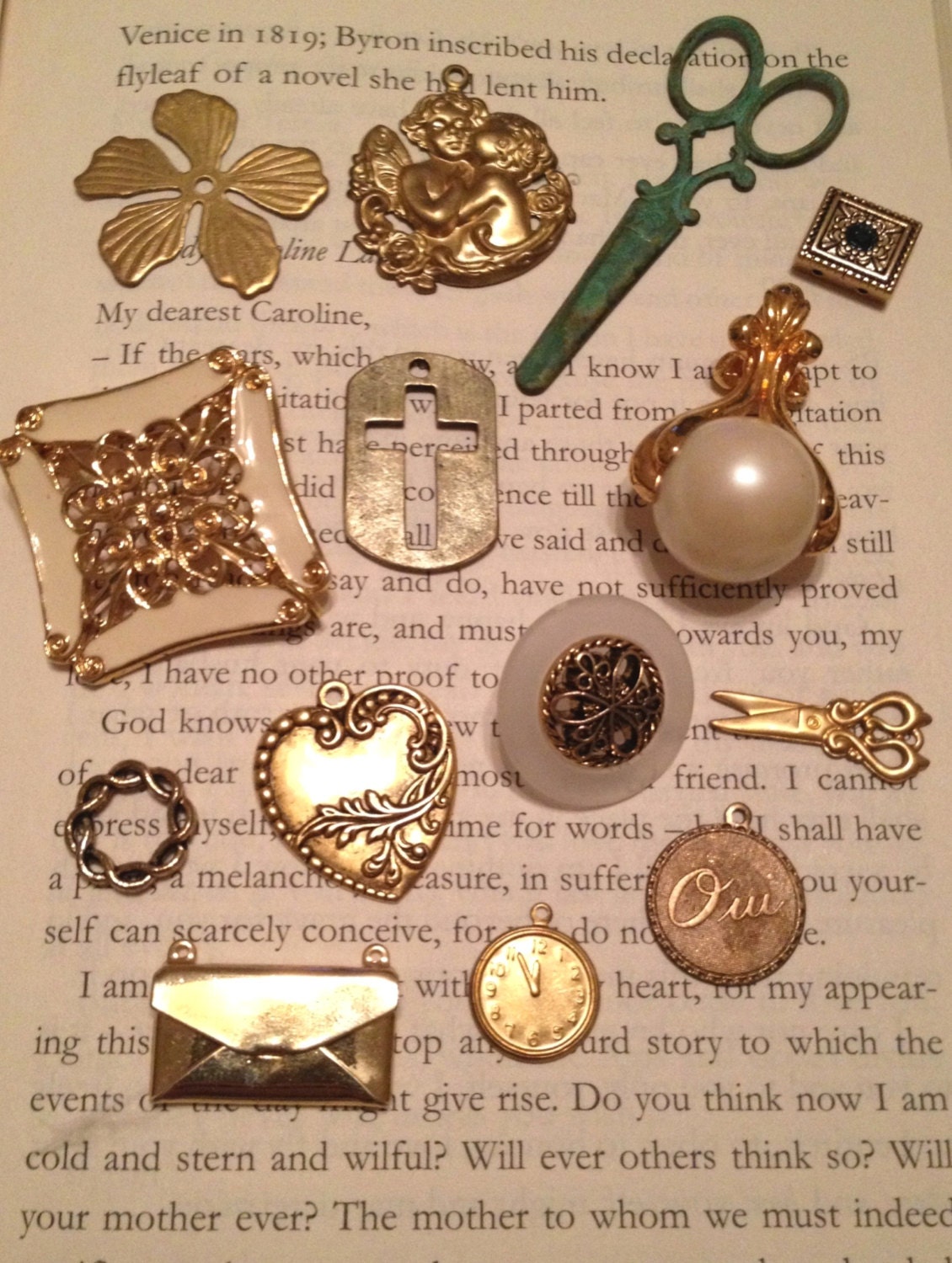 Victorian Collection Brass Charms Jewelry Destash