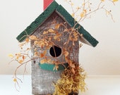 Handcrafted Handpainted Rustic Primitive Birdhouse - paintingwhimsy