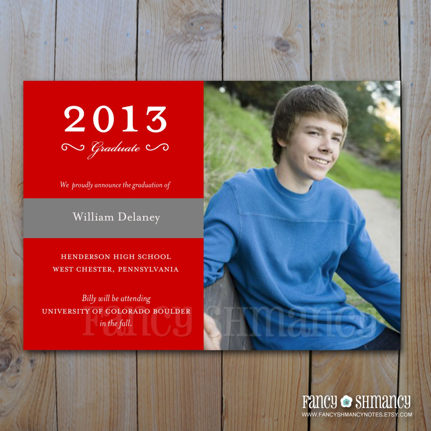Graduation Photo Announcement  / Red Gender Neutral Design / Printable DIY Digital Invitation/ Item 52029