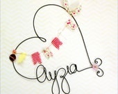 Personalized Heart Shaped Name Sign, Custom Wire Name Wall Art, Vintage Feel, Rustic Wire Name Sign,  Heart Shaped Sign with name