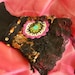 Black Lace Tiger Print Wristlet Cuff, Tie Fabric Bracelet