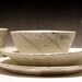 Dinnerware Set - Matte White with Green Splash - Handmade - Ceramic - Earthy - Rustic - Functional