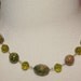 Green Necklace Unakite and Crystal Necklace  Emotional Healing and Motivation   ON SALE Vintage 1980's