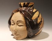 Large Face Vase Sculpture Head Ikebana Vessel Meditation with Drips