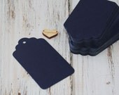 Medium diy Collection blank MIDNIGHT navy BLUE scallop hang tags 20pcs