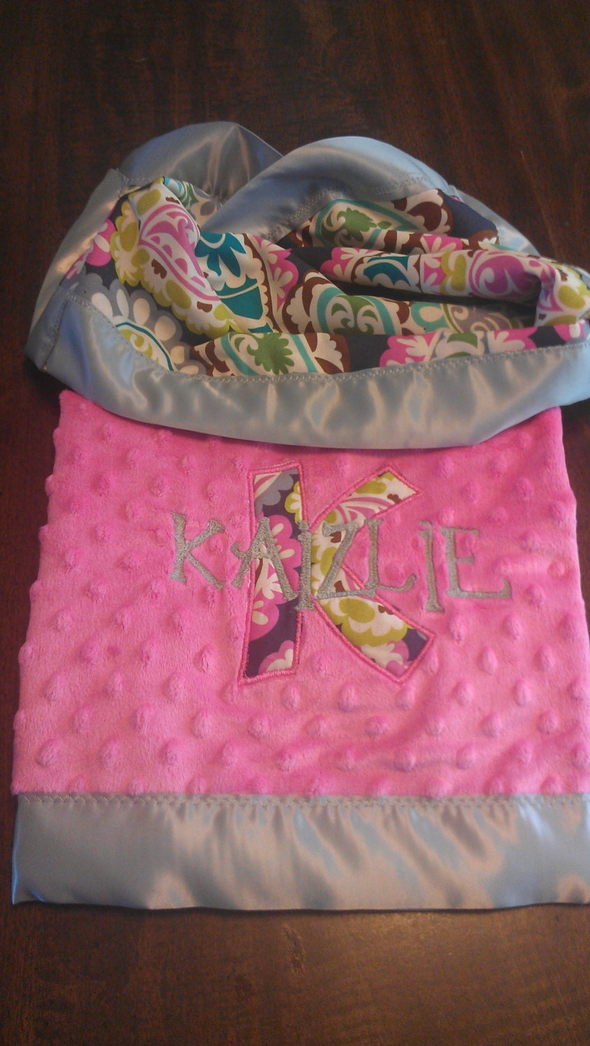 Pink Paisley Baby Blanket with Name