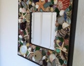 Sea Glass and Sea Shell Square Mirror