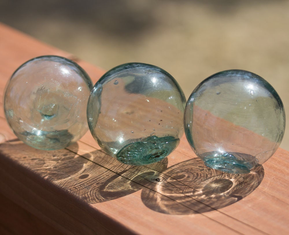 Glass Floats Fishing Net Floats 3, Authentic, Nautical decor, small