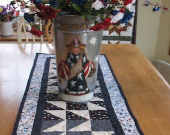 Quilted Red, White and Blue Table Runner