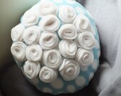 White Rose Pillow in Teal and White for Child Washable Removable
