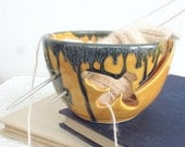 Yarn Bowl, KNITTING organizer, New yellow bee crochet bowl, bees, Graduation gifts, stoneware,  by blueroompottery