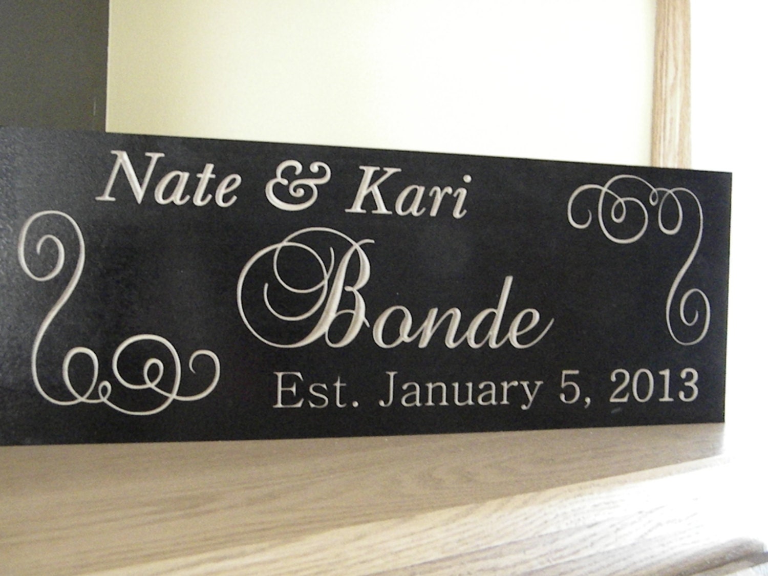 Personalized Family Name Sign Plaque Established Family Sign 7x20 Carved Engraved Wall Sign wedding or anniversary gift