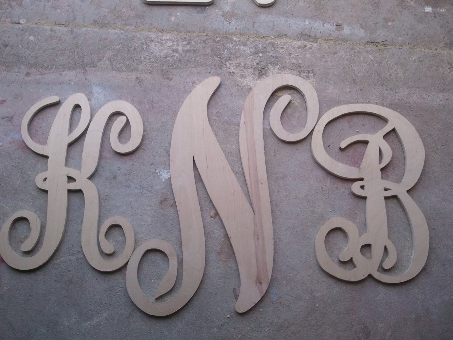 Unfinished Monogram set of three letters THIS listing letters measure 18 inches 24inches and 18inches