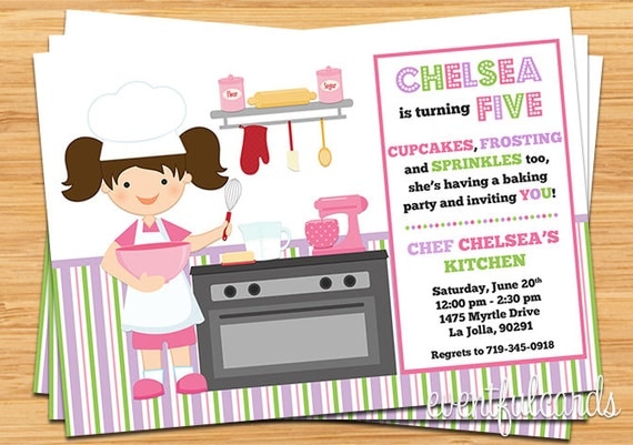 Kids Cooking Baking Birthday Party Invitation - Printable Il_570xn