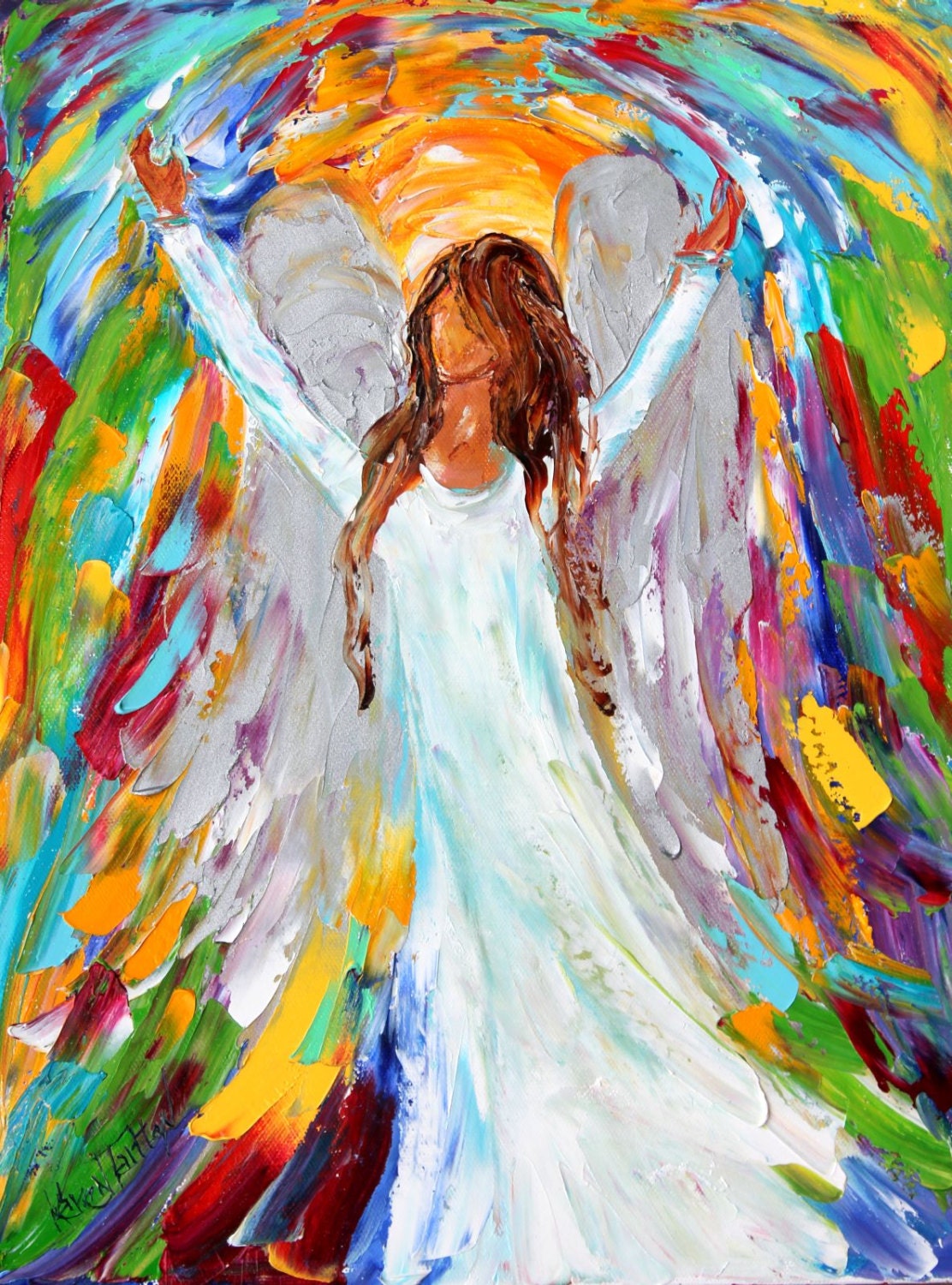 Original painting Angel Magic PALETTE KNIFE oil Abstract fine art modern impressionism by Karen Tarlton
