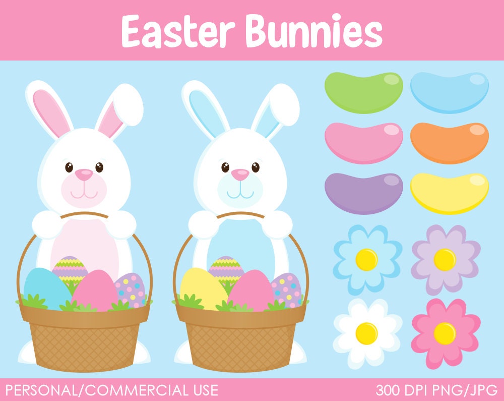 Easter Bunnies Clipart - Digital Clip Art Graphics for Personal or Commercial Use Il_170x135