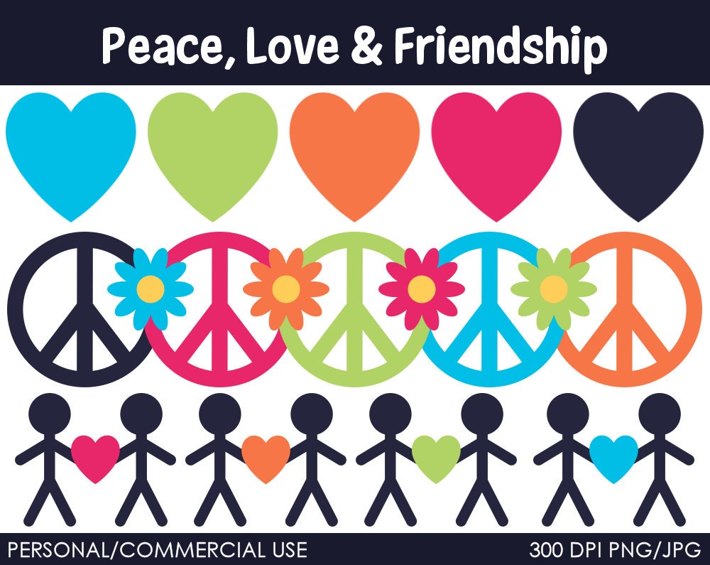 Peace, Love and Friendship Clipart - Digital Clip Art Graphics for Personal or Commercial Use